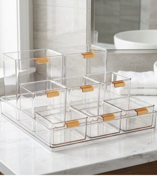 Angwa Six Lift Out Bin Acrylic Vanity Tray Clear Amber - Lifestyle view