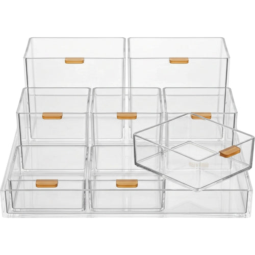 Angwa Six Lift Out Bin Acrylic Vanity Tray Clear Amber - Product view