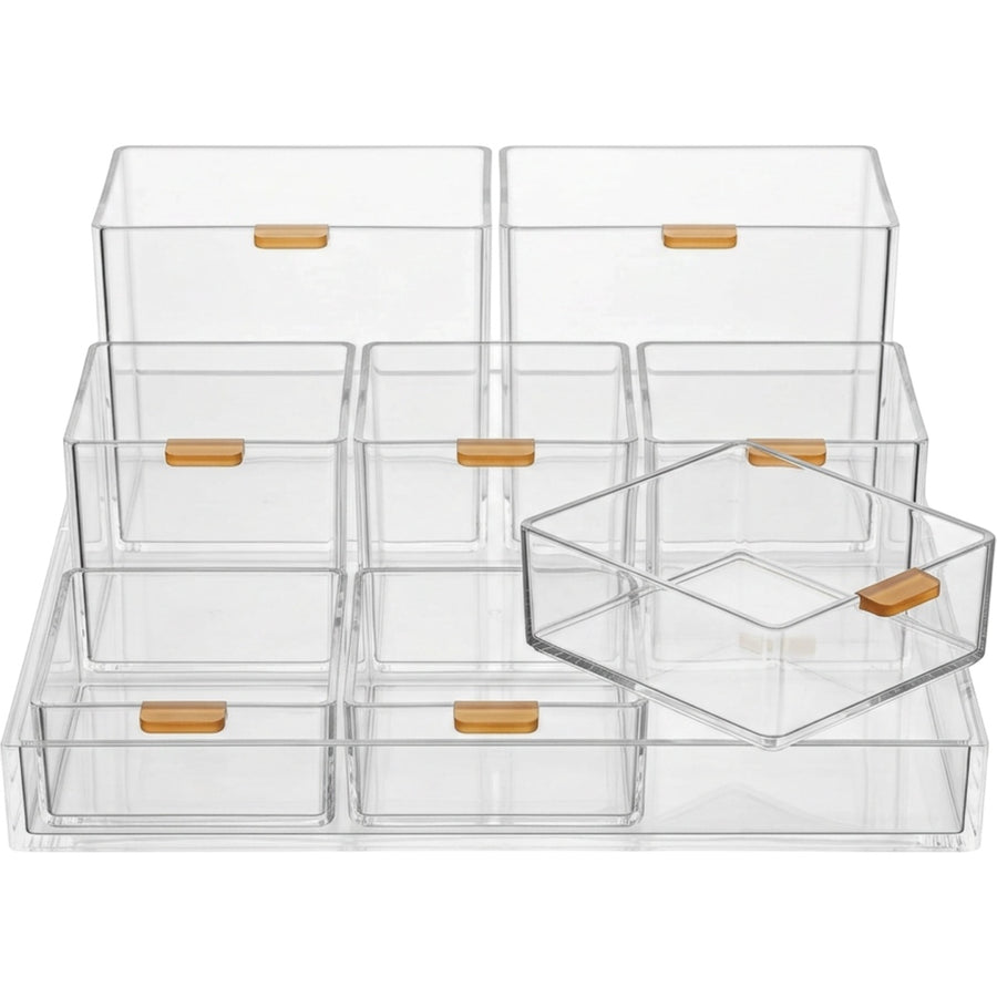 Angwa Six Lift Out Bin Acrylic Vanity Tray Clear Amber