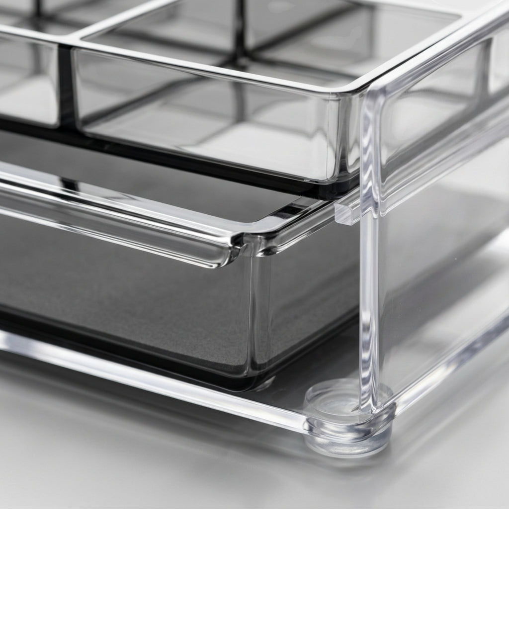 Angwa Two Drawer Four Section Acrylic Organizer Clear Smoke - Detail view