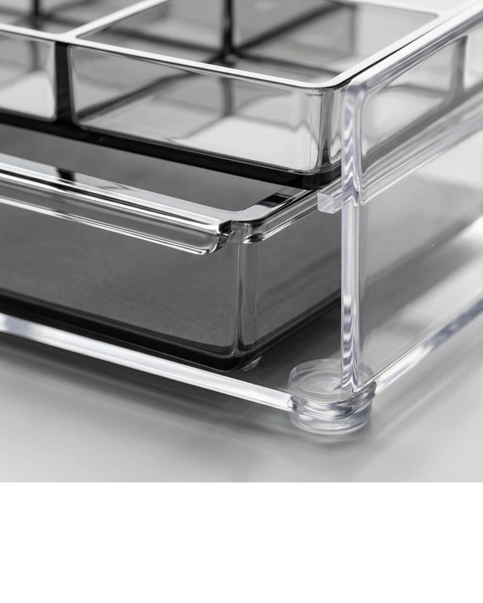 Angwa Two Drawer Four Section Acrylic Organizer Clear Smoke - Detail view