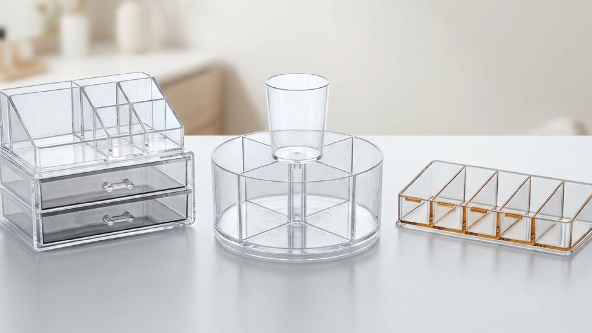 Angwa Clear Acrylic Desktop Cosmetic Organizers